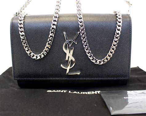 black on black ysl bag|ysl black bag with silver chain.